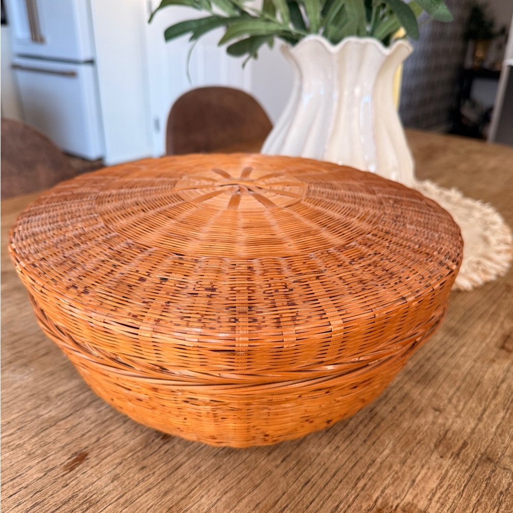 Handwoven Vintage Japanese Lidded Basket